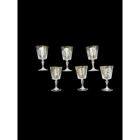 Bleikristall Other - Bleikristall Leaded Crystal Vintage Coat of Arms 6 Ramsey Clan Etched Glasses